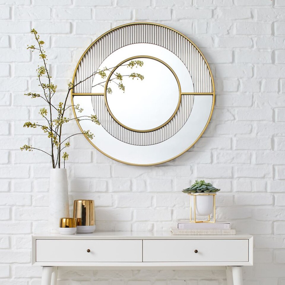 Helena Round Fluted Glass Mirror West Elm UK